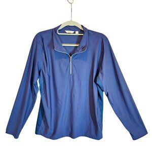 Lady Hagen Womens blouse Large Blue Quarter-Zip Performance vents athletic top